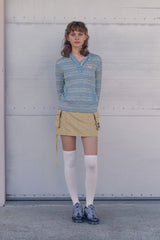 WITTY BUNNY STRIPE KNIT HOODIE [SKY]