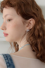 クリスタルウィズリボンタイピアス/Crystal with ribbon tie earring (3colors)