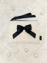 Glossy Double Ribbon Zip-pouch (M