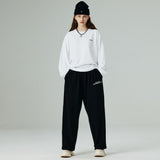 ツータックワイドスウェットパンツ/TWO TUCK WIDE SWEAT PANTS-BLACK
