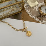 エリザべサンコイントグルバーチェーンシンプルネックレス / al Elizabethan coin toggle bar chain simple necklace