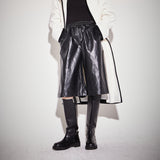 レザーバルミューダハーフパンツ / Leather bermuda shorts black