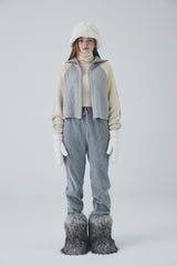 ボウクル2WAYジップアップニット / Boucle 2way Zip-up Knit [Grey]