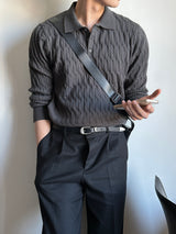 ロイ3ボタンケーブルニット / Roy 3 button button cable knit (4 colors)