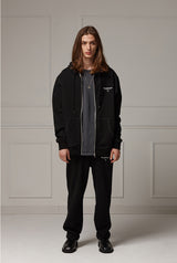 Pigment washed zipup hoodie - Black (4622122352758)
