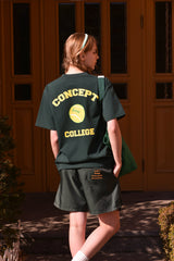 テニスボールクルーネックダークグリーンユニセックスTシャツ / Tennis ball crew neck dark green Unisex T-shirt