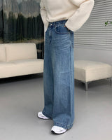 ワイドボタンデニムパンツ / SI Wide Button Denim Pants (2 colors)