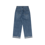 ストレートフィットロールアップ刺繍デニムパンツ / STRAIGHT FIT ROLL UP EMBROIDERY DENIM PANTS [6863]
