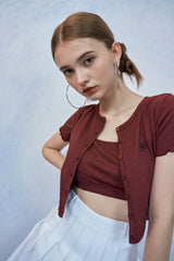 HIDE Tube Top Cardigan (Wine) (6570970349686)