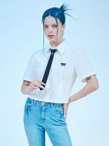 クロップショートスリーブコットンシャツ / CROP SHORT-SLEEVES COTTON SHIRTS(WH)