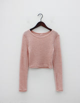 UネックファークロップTシャツ/U Neck Fur Crop T-shirt (4color)