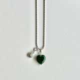 グラスハートネックレス/GLASS HEART NECKLAE(DEEP GREEN)