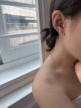 [92.5silver] line heart one-touch earrings (mini)