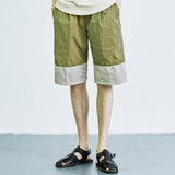 カラーブロックバンディングハーフナイロンパンツ / color block banding half nylon pants beige