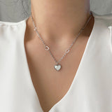 ハートチェーンマザーオブパールネックレス/hhr Heart chain mother-of-pearl necklace