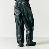 VCL CRACK LEATHER PARACHUTE PANTS BLACK