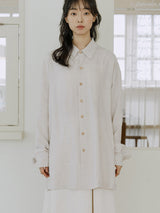 リネンパッチシャツ / unisex linen patch shirts natural