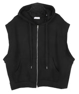 No.9585 C hood sleeveless ZIP-UP (3color)