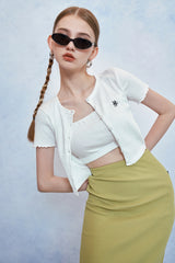 HIDE Tube Top Cardigan (White) (6570969956470)
