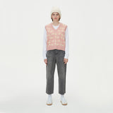 FLOWER JAQUARD KNIT VEST_PINK (6610820366454)