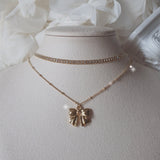 Lovely Ribbon Layered Necklace - Gold