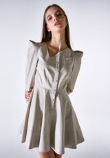 VEGAN LEATHER FLARED DRESS (6683372617846)