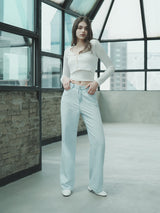 ワイドリネンデニムパンツ / W67 WIDE LINEN DENIM PANTS_LIGHT BLUE
