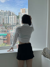 シアニングクロップシャツ/Shirring Crop Shirt (4color)
