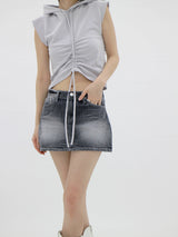 ローライズブラックブルースカート / low rise black blue skirt