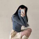 サイドシャーリングレーベルタートルネックTシャツ
