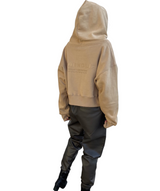 エンボスクロップドフーディー/Emboss Cropped Hoodie-BEIGE