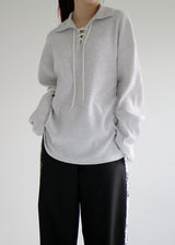 ワッフルアイレットカラーTシャツ/Waffle Eyelet Collar T-shirt (2color)