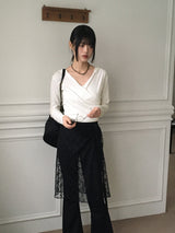 Hisa Lace Layered Midi Wrap Skirt