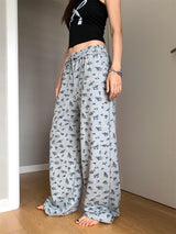 Vintage flower banding casual pants