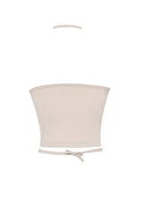 2ウェイホルタースパンクロップスリーブレストップ/2-way halter span crop sleeveless top (beige)
