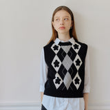 FLOWER JACQUARD VEST_BLACK (6600100446326)