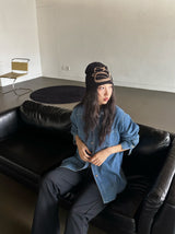 Bold denim loose fit shirt