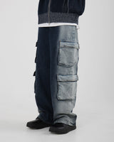 OWN Pantheon Solid Cargo Pocket Denim Pants (2 colors)