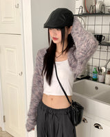 Rakel Two-Tone Rainbow Coloring Angora Knit Bolero Cardigan