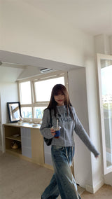 First Angora Letterang Hooded Knit