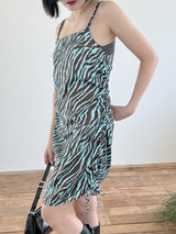 サテンゼブラシャーリングドレス/Satin Zebra Shirring Dress (2color)