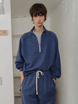 HALF ZIP SWEAT SHIRT BLUE (6594025652342)
