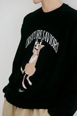 CS ラッキークルーネック / BSR2223FWPO070 CS LUCKY CREWNECK BLACK