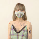 ミントチェックレースマスク / mint check lace mask (4539130839158)