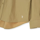 VZロゴビックオーバーフィットナイロンワークシャツベージュ/VZ Logo Big Over Fit Nylon Work Shirt Beige (6683364098166)
