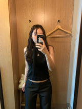 low-rise striped trousers