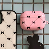 ビンテージブラックリボンエアポッズケース / vintage black ribbon airpods case (pink)