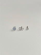 [3 set] sky double heart piercing set