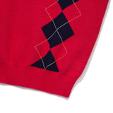 ARGYLE PATTERN SHORT SLEEVE KNIT [RED]