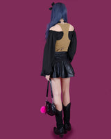 chi-chi leather pleats skirt (6667131060342)